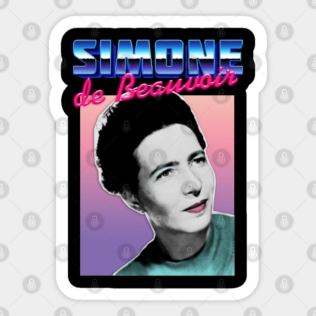 Simone de Beauvoir - 90s Styled Retro Graphic Design Sticker by DankFutura